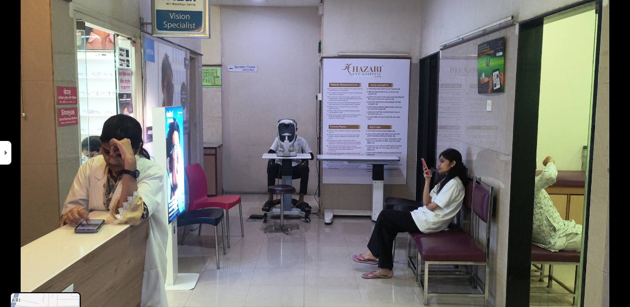 Hazari Eye Hospital clinic corridor and optical centre